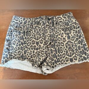 SO Leopard Print Jean Shorts